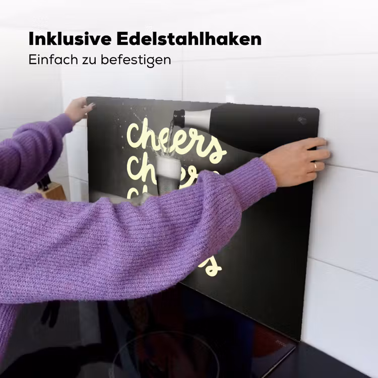 Cheers - Wijn - Zwart - Wit Inductie beschemer met haakjes klein -ky-ophangen-de