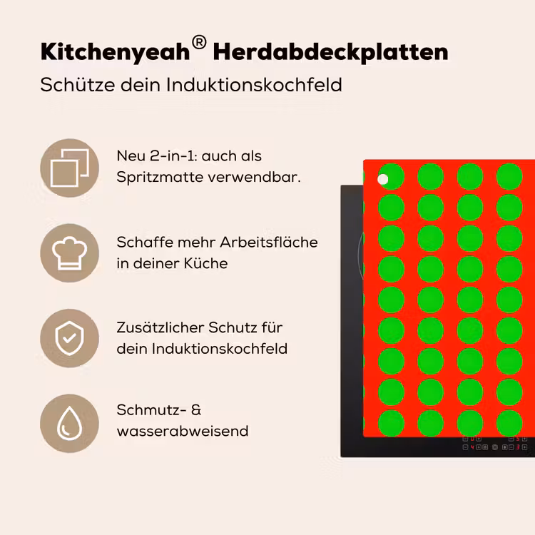 Stippen - Patroon - Groen Inductie beschemer met haakjes klein 777 -ky-usp-de