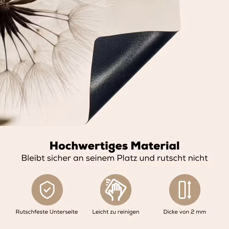 Paardenbloem - Minimalistisch - Wit Inductie beschemer met haakjes klein -ky-onderkant-de