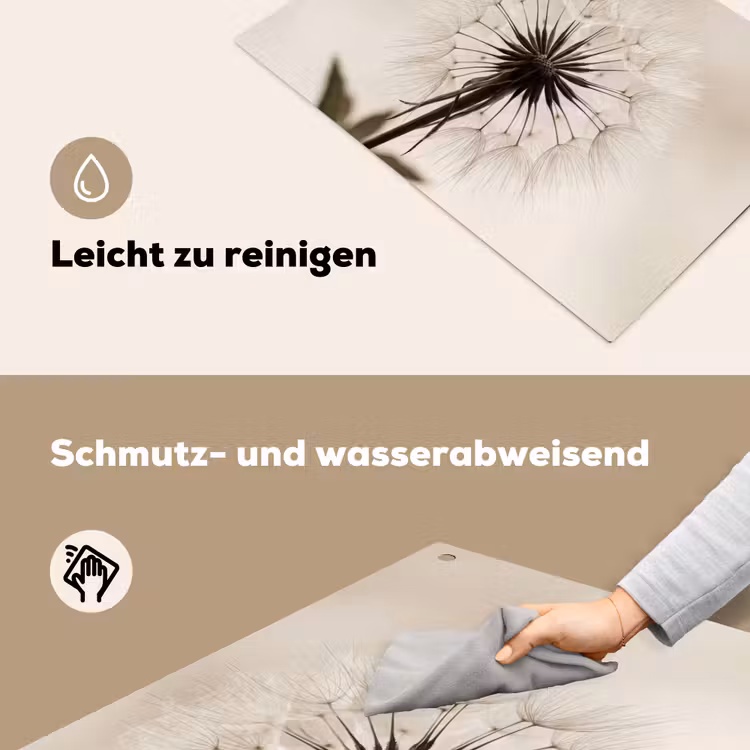 Paardenbloem - Minimalistisch - Wit Inductie beschemer met haakjes klein -ky-schoon-de
