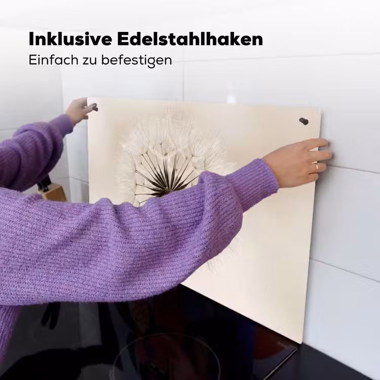 Paardenbloem - Minimalistisch - Wit Inductie beschemer met haakjes klein -ky-ophangen-de