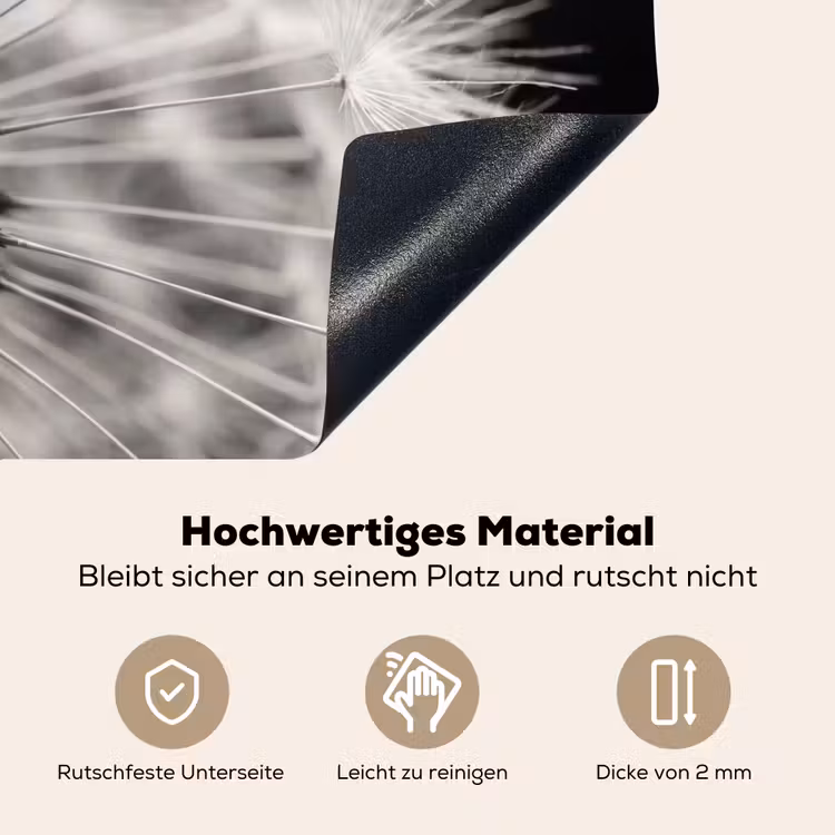 Paardenbloem - Zwart - Wit Inductie beschemer met haakjes klein -ky-onderkant-de