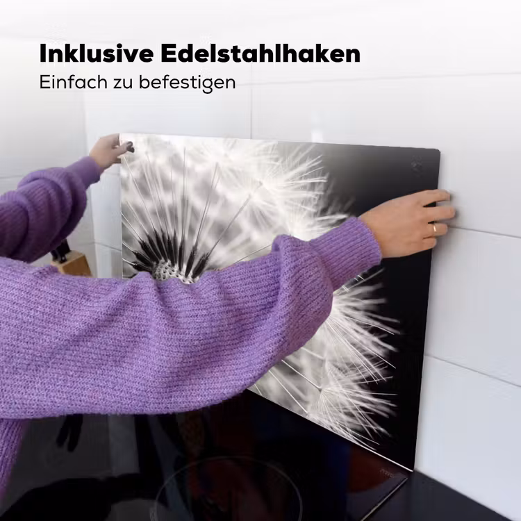 Paardenbloem - Zwart - Wit Inductie beschemer met haakjes klein -ky-ophangen-de