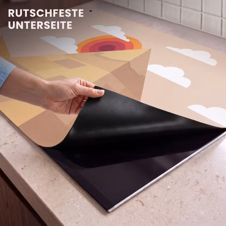 Piramide - Zon - Woestijn - Modern - Oranje Inductie beschemer met haakjes klein -ky-onderkant-de