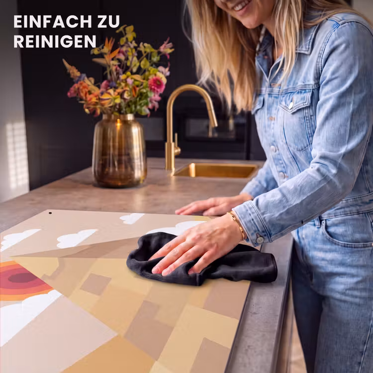 Piramide - Zon - Woestijn - Modern - Oranje Inductie beschemer met haakjes klein -ky-schoon-de