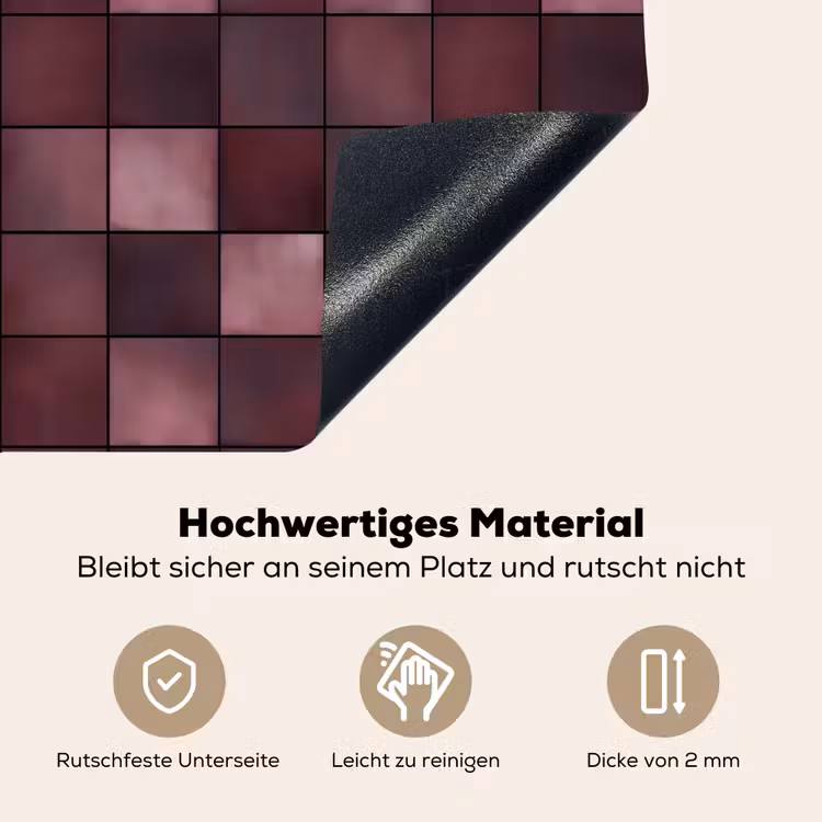 Vierkant - Tegel - Patroon - Paars Inductie beschemer met haakjes klein 777 -ky-onderkant-de
