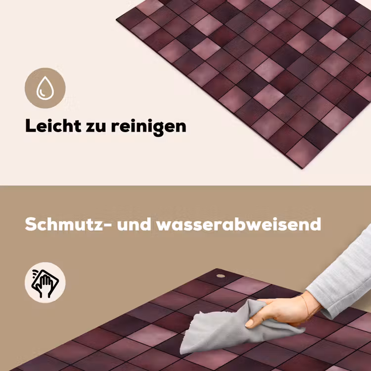 Vierkant - Tegel - Patroon - Paars Inductie beschemer met haakjes klein 777 -ky-schoon-de