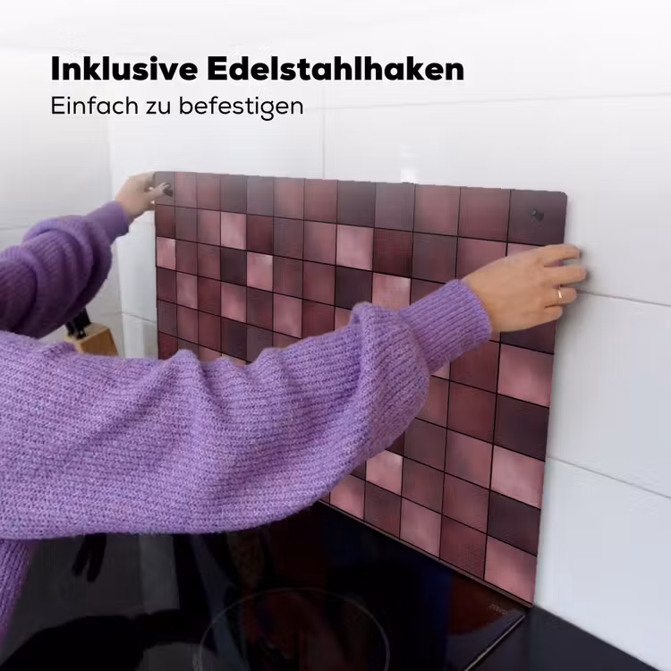 Vierkant - Tegel - Patroon - Paars Inductie beschemer met haakjes klein 777 -ky-ophangen-de