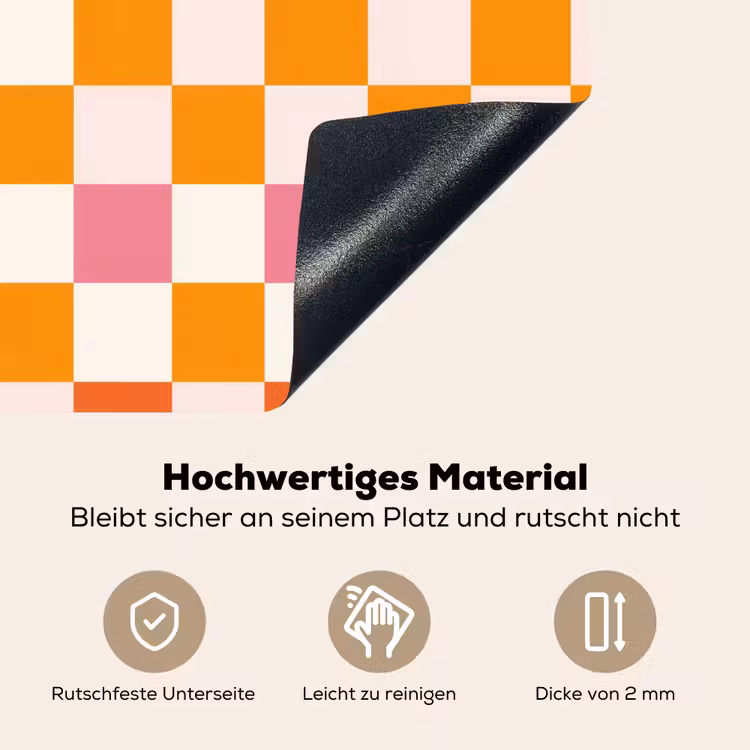 Vierkant - Patroon - Oranje Inductie beschemer met haakjes klein 777 -ky-onderkant-de