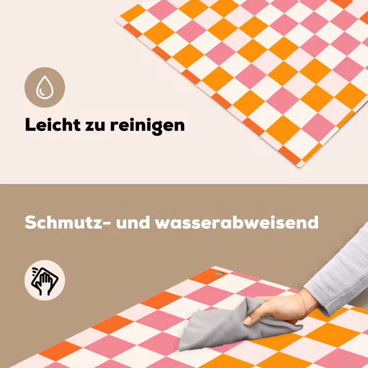 Vierkant - Patroon - Oranje Inductie beschemer met haakjes klein 777 -ky-schoon-de