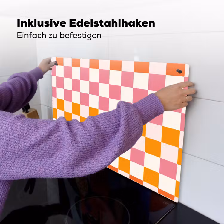 Vierkant - Patroon - Oranje Inductie beschemer met haakjes klein 777 -ky-ophangen-de