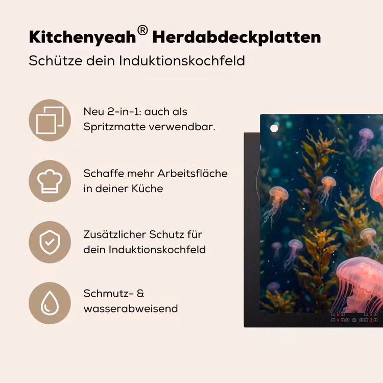 Kwal - Roze - Onderwater - Zeeleven - Dieren Inductie beschemer met haakjes klein -ky-usp-de