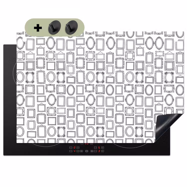 Lijsten - Patroon - Decoratie - Schets - Zwart-wit Inductie beschemer met haakjes klein -3d