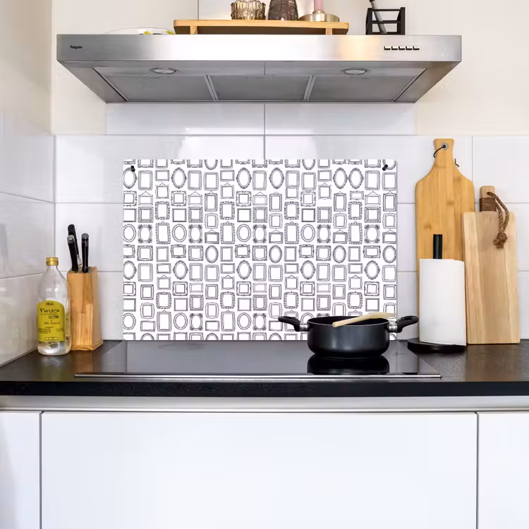 Lijsten - Patroon - Decoratie - Schets - Zwart-wit Inductie beschemer met haakjes klein -sfeer2