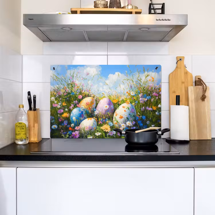 Grasveld - Eieren - Bloemen Inductie beschemer met haakjes klein -sfeer2