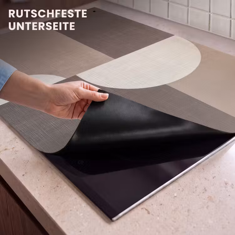 2-in-1 Herdabdeckplatte & Spritzschutz - Raster - Halbkreise - Kontrast - Raster - Halve cirkels - Contrast Inductie beschemer met haakjes klein