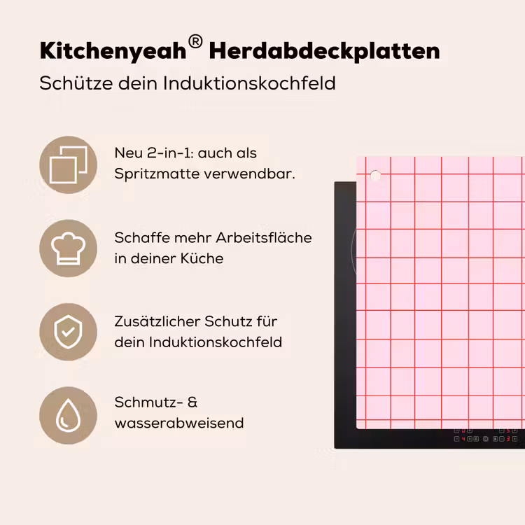 Raster - Patroon - Roze Inductie beschemer met haakjes klein 777 -ky-usp-de
