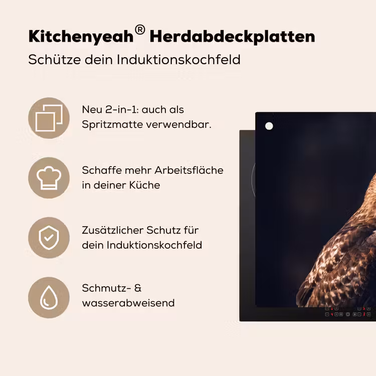 Roofvogel - Buizerd - Bruin Inductie beschemer met haakjes klein -ky-usp-de