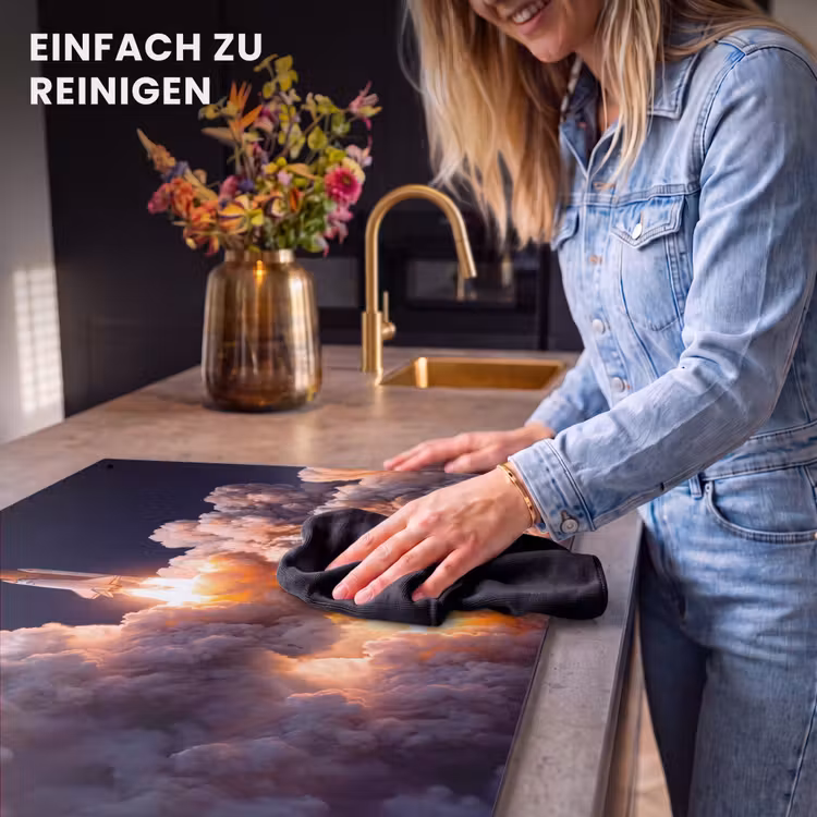 2-in-1 Herdabdeckplatte & Spritzschutz - Raumfahrzeug – Start – Sterne - Ruimtevaartuig - Lancering - Sterren Inductie beschemer met haakjes klein