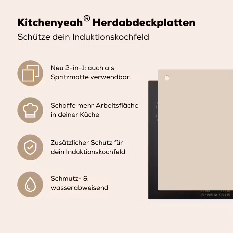 Raw - Linen - Nude Inductie beschemer met haakjes klein 777 -ky-usp-de
