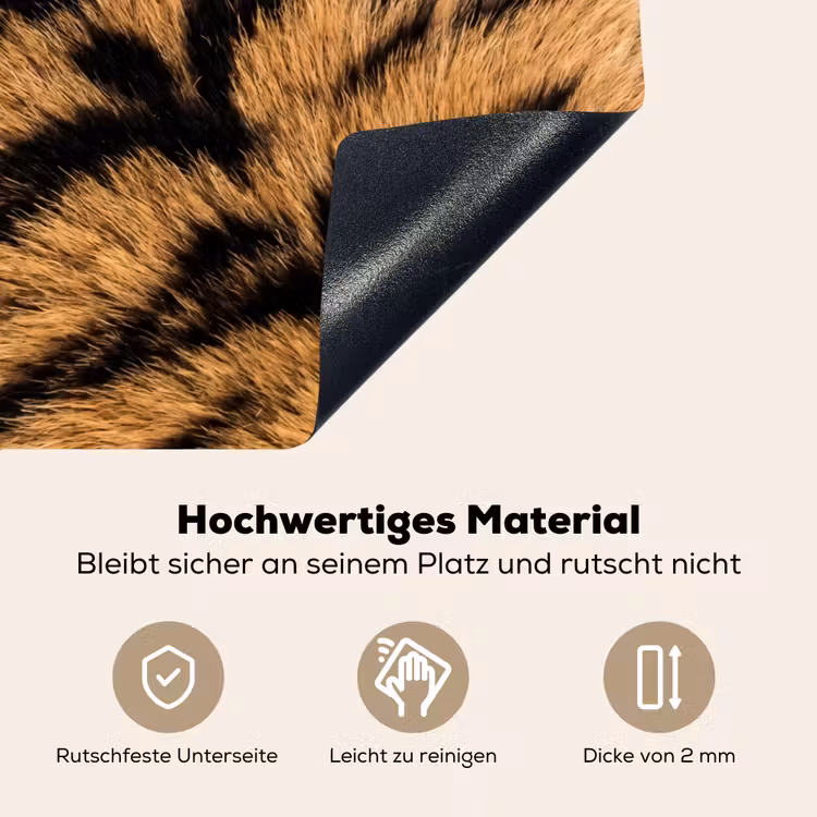 Realistisch - Tijgervacht - Zwart Inductie beschemer met haakjes klein -ky-onderkant-de
