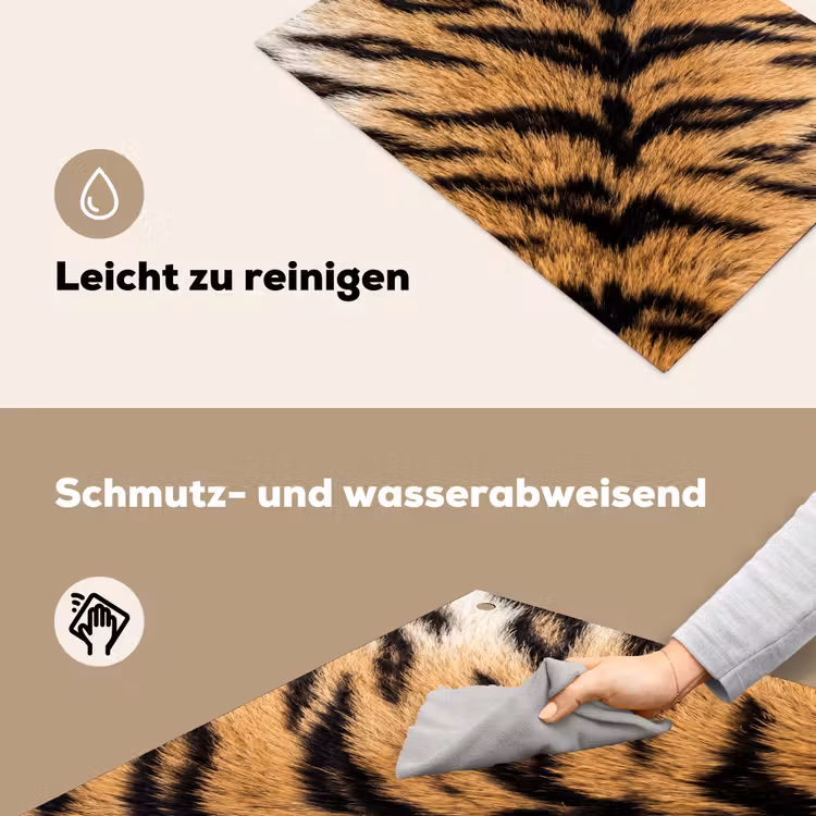 Realistisch - Tijgervacht - Zwart Inductie beschemer met haakjes klein -ky-schoon-de