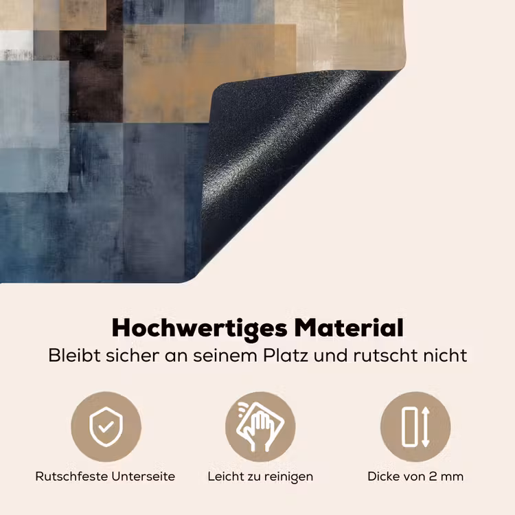 Rechthoeken - Abstract - Blauw Inductie beschemer met haakjes klein -ky-onderkant-de