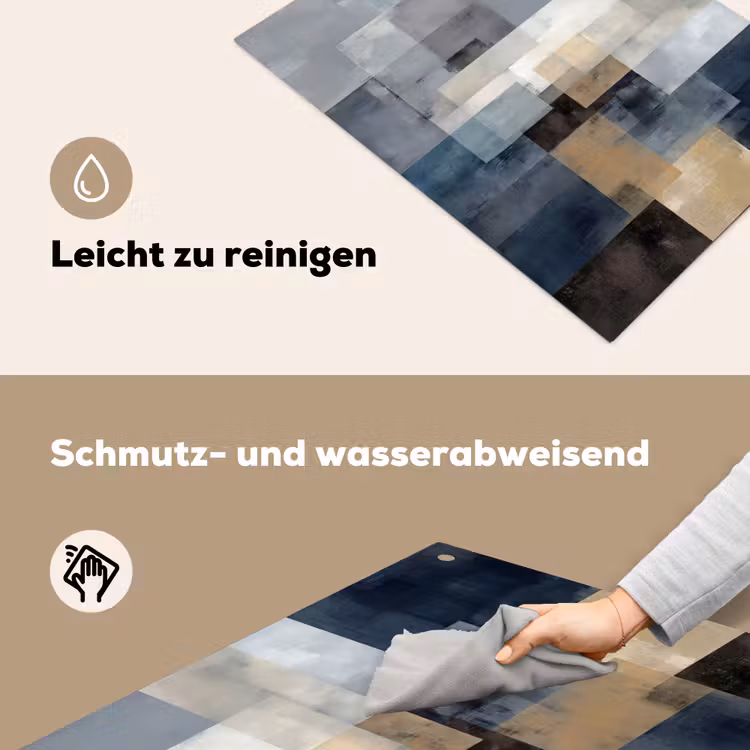 Rechthoeken - Abstract - Blauw Inductie beschemer met haakjes klein -ky-schoon-de