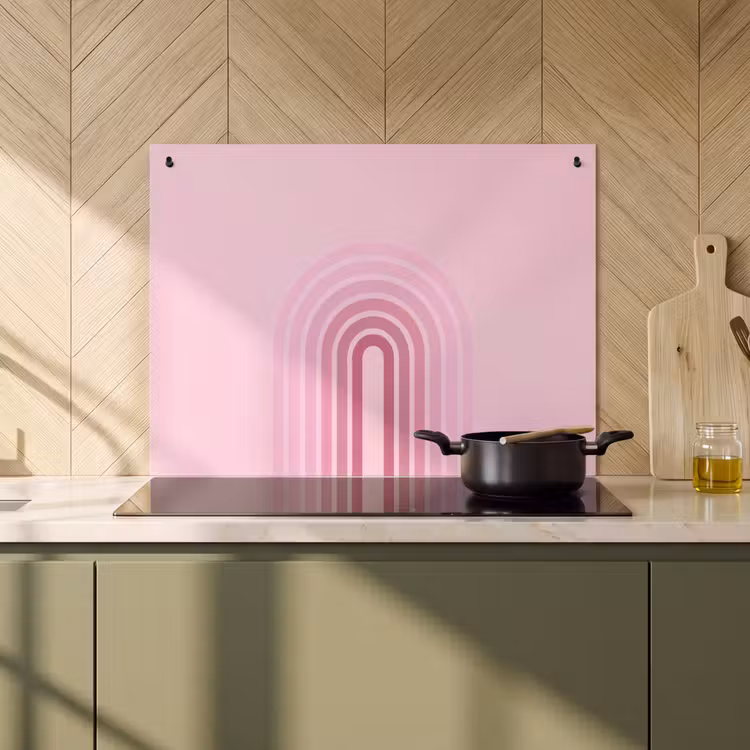 Regenboog - Roze - Abstract - Modern - Minimalistisch Inductie beschemer met haakjes klein -sfeer2