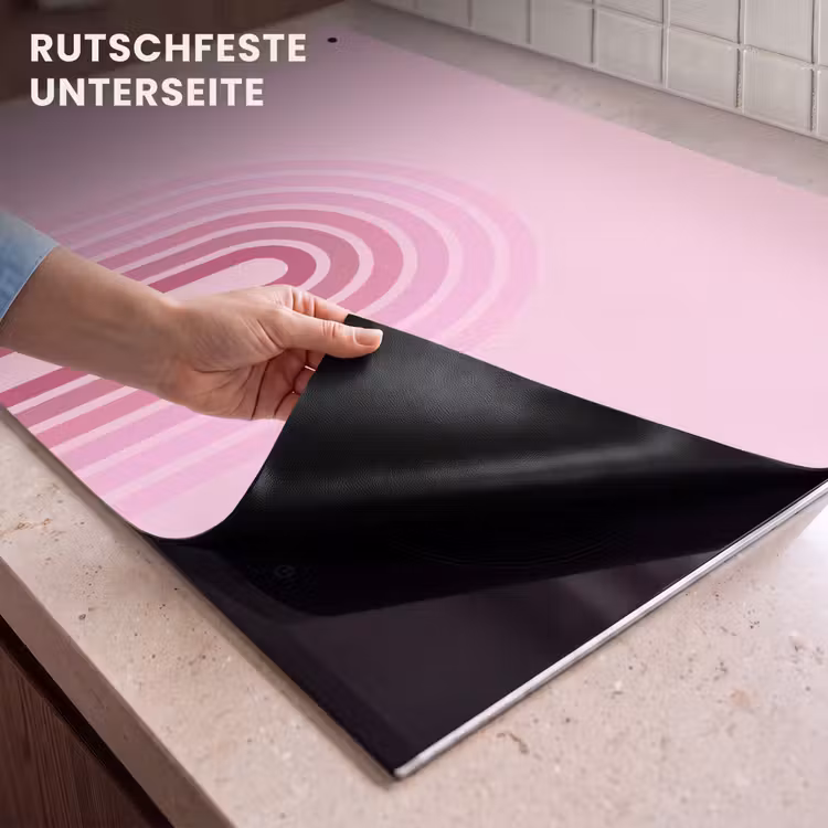 Regenboog - Roze - Abstract - Modern - Minimalistisch Inductie beschemer met haakjes klein -ky-onderkant-de