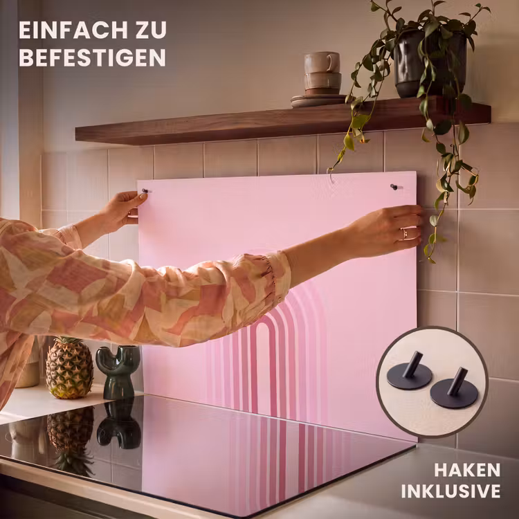 Regenboog - Roze - Abstract - Modern - Minimalistisch Inductie beschemer met haakjes klein -ky-ophangen-de