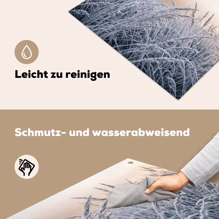 Rijp - Gras - Kristallen - Winter - Minimalistisch Inductie beschemer met haakjes klein -ky-schoon-de