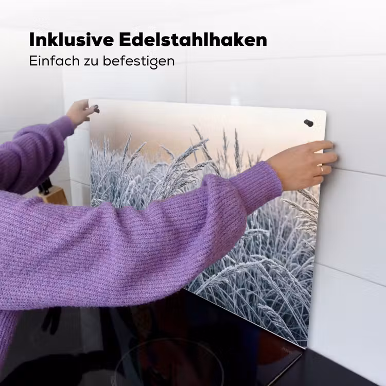 Rijp - Gras - Kristallen - Winter - Minimalistisch Inductie beschemer met haakjes klein -ky-ophangen-de