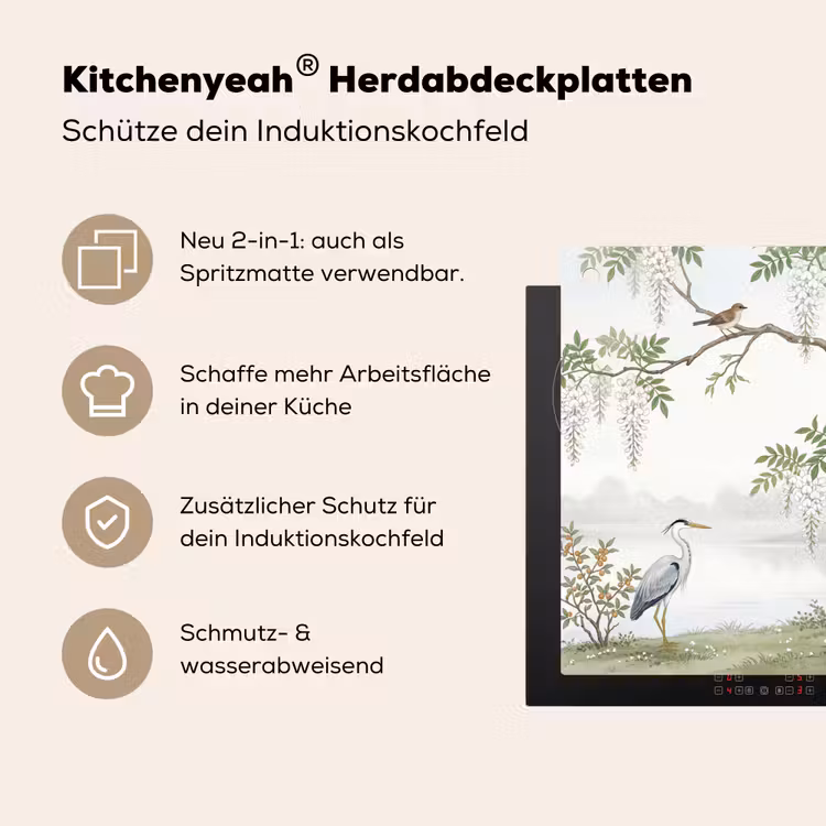 Reiger - Landschap - Groen Inductie beschemer met haakjes klein -ky-usp-de