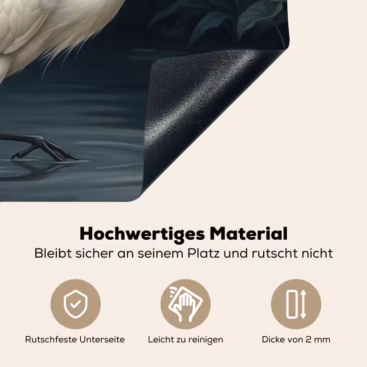 Reiger - Water - Natuur - Modern - Wit Inductie beschemer met haakjes klein -ky-onderkant-de