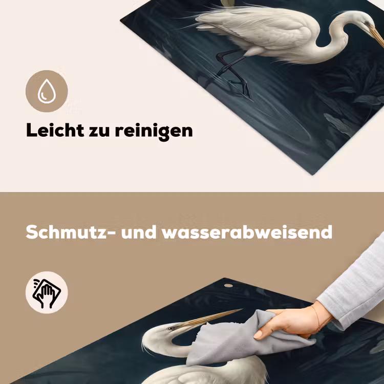 Reiger - Water - Natuur - Modern - Wit Inductie beschemer met haakjes klein -ky-schoon-de