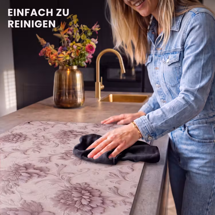 2-in-1 Herdabdeckplatte & Spritzschutz - Relief - Pfingstrosen - Rosa - Reliëf - Pioenrozen - Roze Inductie beschemer met haakjes klein 777