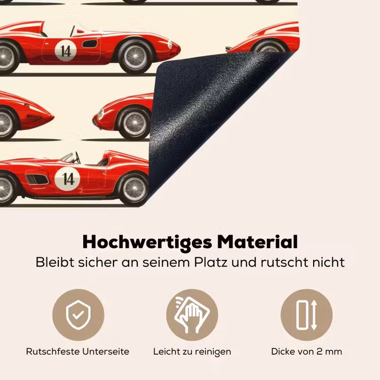 Raceauto - Retro - Rood Inductie beschemer met haakjes klein 777 -ky-onderkant-de