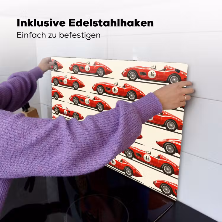 Raceauto - Retro - Rood Inductie beschemer met haakjes klein 777 -ky-ophangen-de