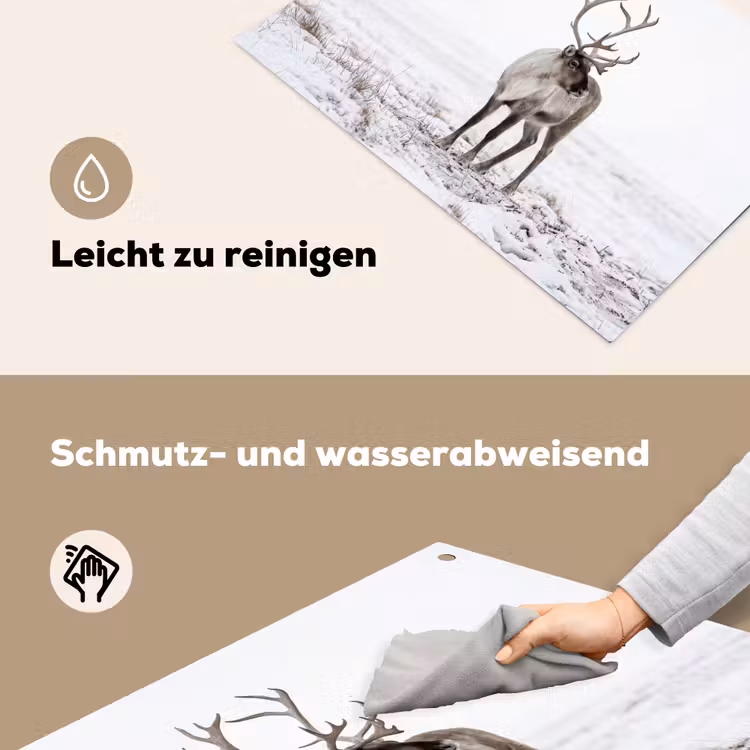 Rendier - Gewei - Sneeuw - Winter Inductie beschemer met haakjes klein -ky-schoon-de