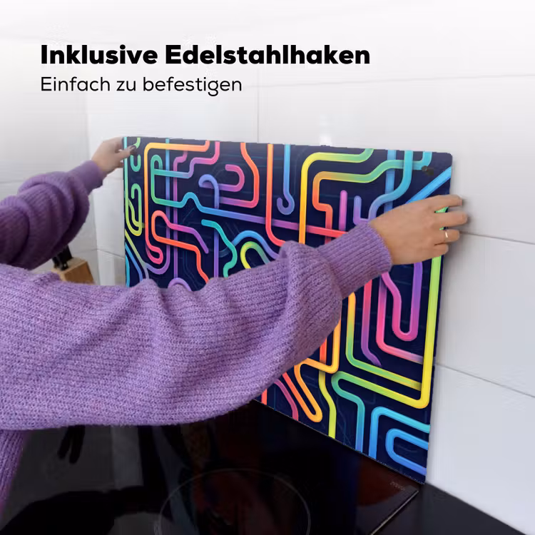 Retro - Abstract - Neon Inductie beschemer met haakjes klein -ky-ophangen-de