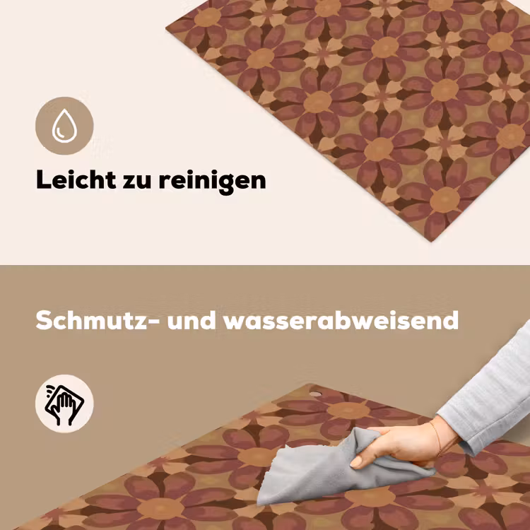 Retro - Bloemen - Bruin Inductie beschemer met haakjes klein 777 -ky-schoon-de