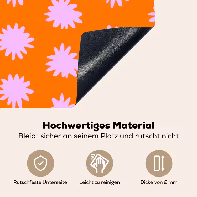 Retro - Bloemen - Oranje Inductie beschemer met haakjes klein 777 -ky-onderkant-de