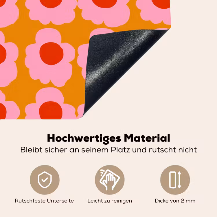 Retro - Bloemen - Roze Inductie beschemer met haakjes klein 777 -ky-onderkant-de