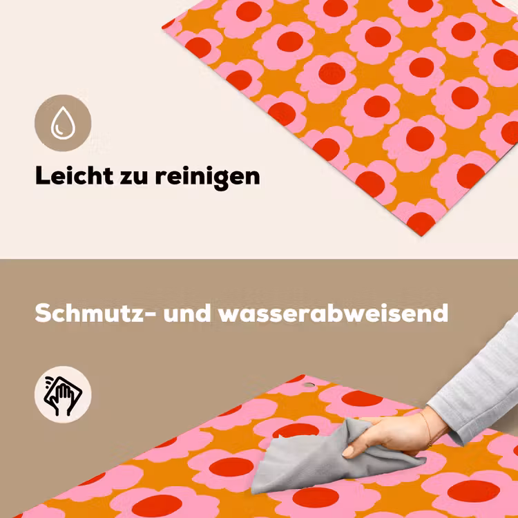 Retro - Bloemen - Roze Inductie beschemer met haakjes klein 777 -ky-schoon-de