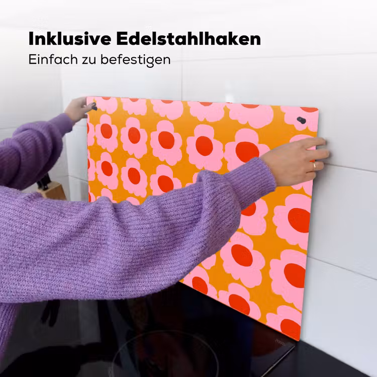Retro - Bloemen - Roze Inductie beschemer met haakjes klein 777 -ky-ophangen-de