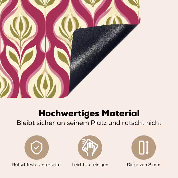 Retro - Floraal - Paars Inductie beschemer met haakjes klein 777 -ky-onderkant-de