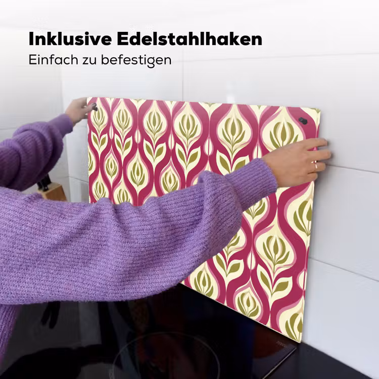 Retro - Floraal - Paars Inductie beschemer met haakjes klein 777 -ky-ophangen-de