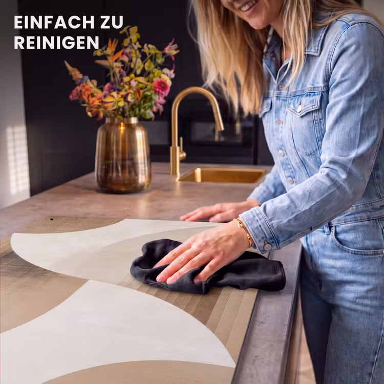 2-in-1 Herdabdeckplatte & Spritzschutz - Retro - Geometrische Schichten - Erdtöne - Retro - Geometrische lagen - Aardetinten Inductie beschemer met haakjes klein