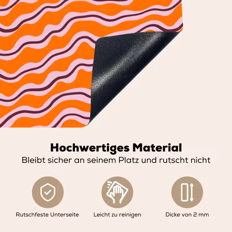 Retro - Golvend - Oranje Inductie beschemer met haakjes klein 777 -ky-onderkant-de